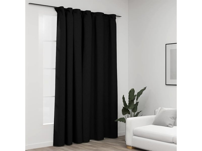  Rideau occultant, rideau black-out d'aspect de lin crochets anthracite 290x245 cm cf43975  - Conforama B
