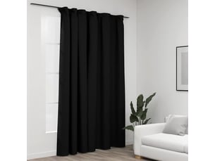 Rideau occultant, rideau black-out d'aspect de lin crochets anthracite 290x245 cm cf43975