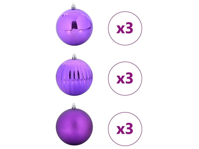  Ensemble de boules de noël xl 9 pcs lilas ø 15 cm plastique  - Conforama C