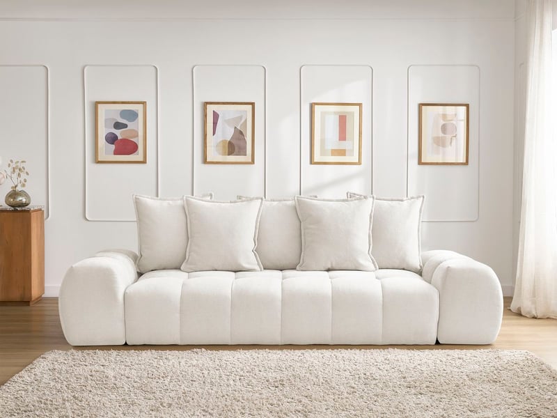 Bobochic canapé droit fixe 3 places everest tissu texturé blanc EVEREST - Conforama D