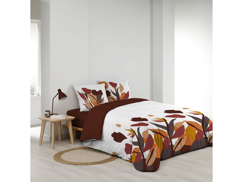  Parure de lit 240 x 220 cm 100% coton 57 fils paloma + drap housse 140 x 190 cm caramel  - Conforama C