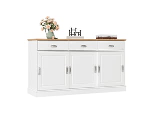 Buffet 3 porte(s)  3 tiroir(s) MODFU  - 140 cm coloris blanc 