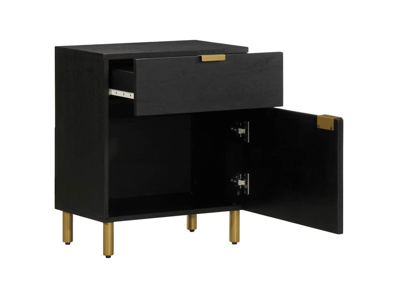  Table de chevet - cabinet de chevet - table de nuit noir 50x33x60 cm bois d'ingénierie  - Conforama A