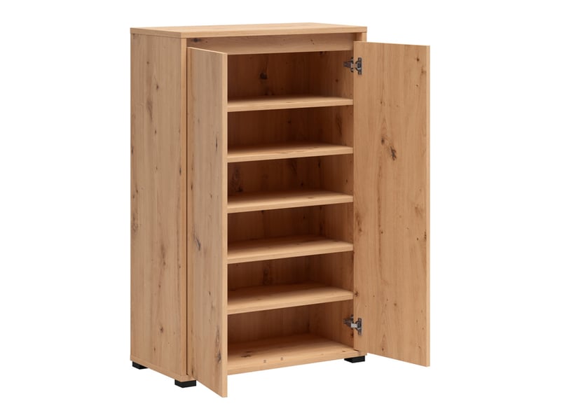  Armoire à chaussures 2 portes avec étagères coloris chêne artisan - longueur 70 x profondeur 34 x hauteur 108,3 cm  - Conforama C