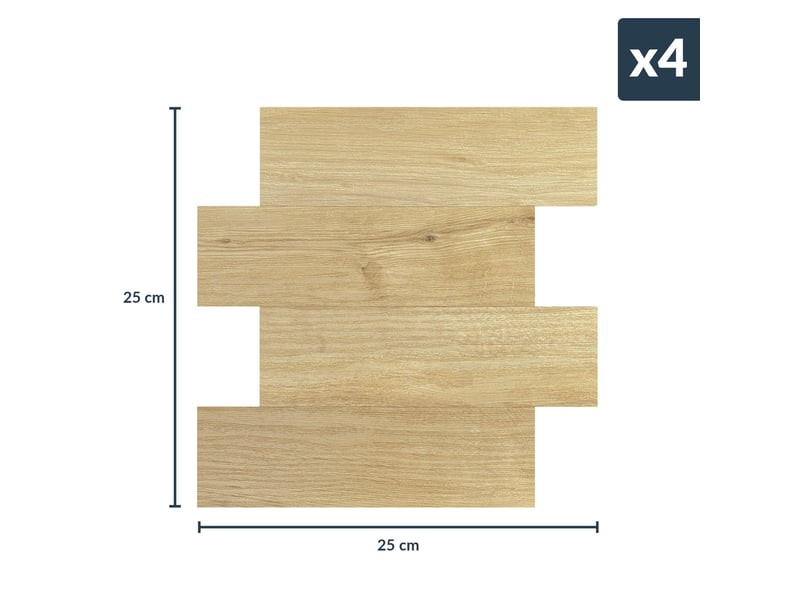  Crédence adhésive murale 3d  - effet bois 4 pièces 25x25 cm  - Conforama C
