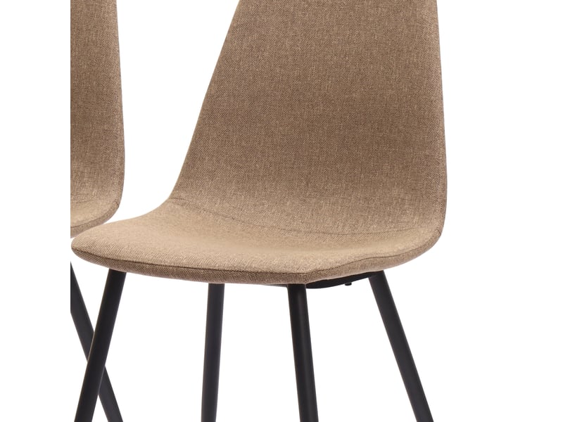  Chaise de salle à manger lot de 2 avec tissu anti-taches  - style nordique, métal et tissu marron  - Conforama E