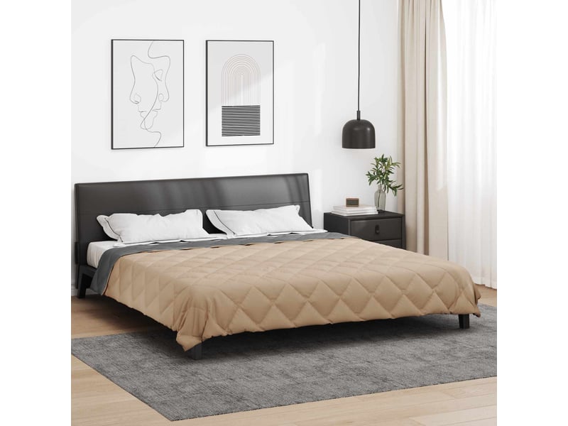  Duvet - couette d'été simple 200 x 200 cm été 200 gsm anthracite et taupe  - Conforama D