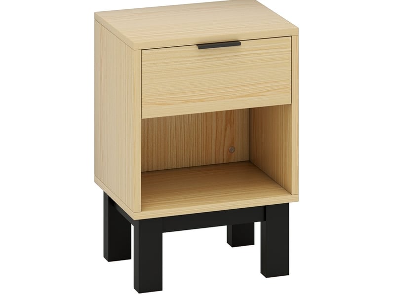  Table de chevet 35x26x50 cm coloris chêne avec tiroir et niche ouverte  - Conforama A