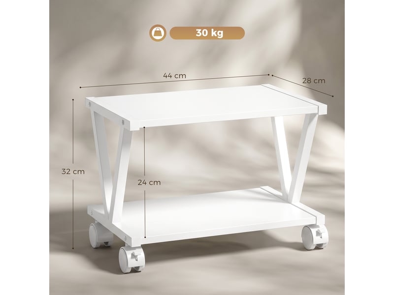  Support pour imprimante à 2 étagères pour bureau et maison, blanc  - Conforama E