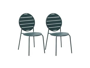 Lot de 2 chaises de jardin dossier rond en métal vert sapin - baca