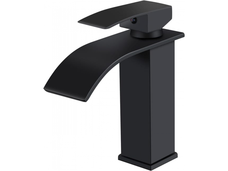  Robinet de salle de bain cascade en acier inoxydable noir, mitigeur de lavabo monotrou à deux voies (bec cascade plat noir, flexible inclus)  - Conforama D