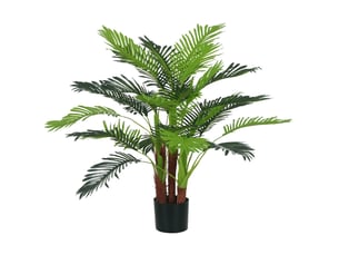 Palmier artificiel, 1 m, branches réalistes, plante décorative, plastique, avec pot, marron et vert