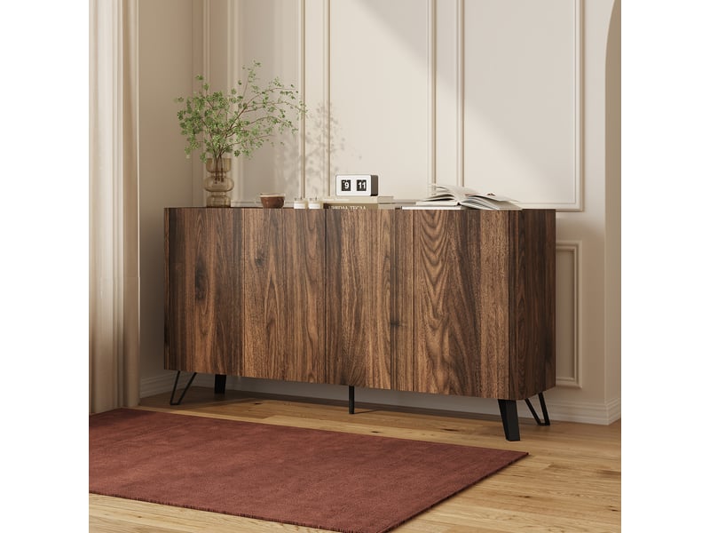  Buffet trorlon 160 x 40 x 83 cm effet noyer travertin noir [en.casa]  - Conforama B