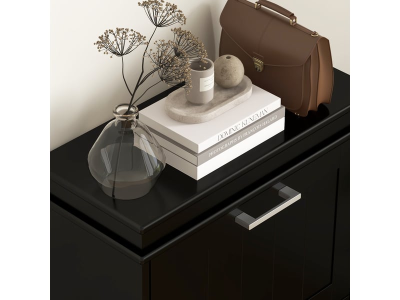  Meuble à chaussures 3 portes abattantes 15 paires en mdf noir 54 x 24 x 117,5 cm  - Conforama D