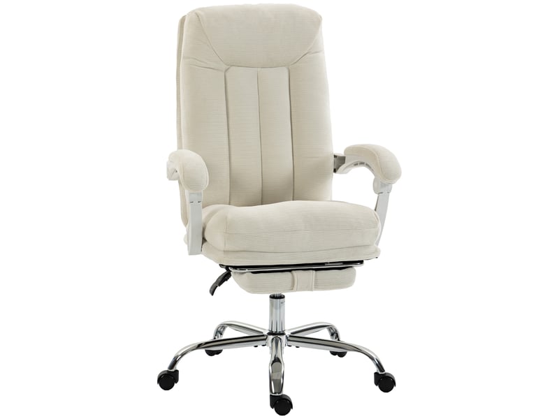  Chaise bureau ergonomique, fauteuil de bureau inclinable en chenille, repose-pieds, hauteur réglable, crème  - Conforama B