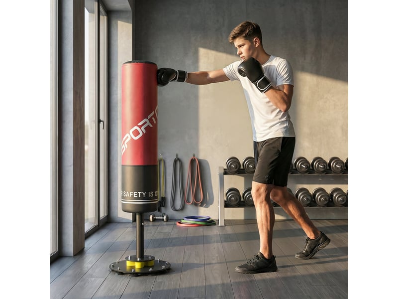  Sac de frappe autoportant de 135 cm, 10 ventouses et amortisseurs pour adultes et adolescents  - Conforama D