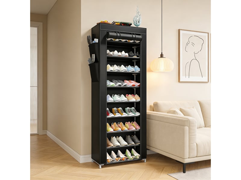  Kit de rangement 3 en 1 chambre : armoire portable, sacs sous le lit et pochette de chevet - noir et gris  - Conforama D