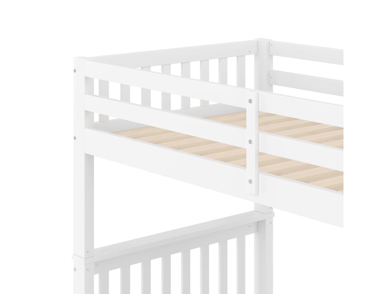  Lit superposé 200 × 90 cm et 190 × 90 cm 3 places avec lit gigogne, étagères d'escalier, sans matelas, blanc  - Conforama E