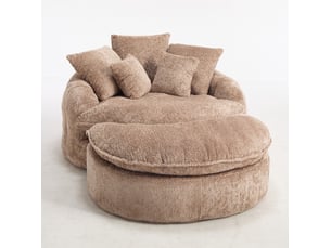 Fauteuil-lit modulable réglable 190.50×138.00×63.00 cm en polyester marron chicfurn