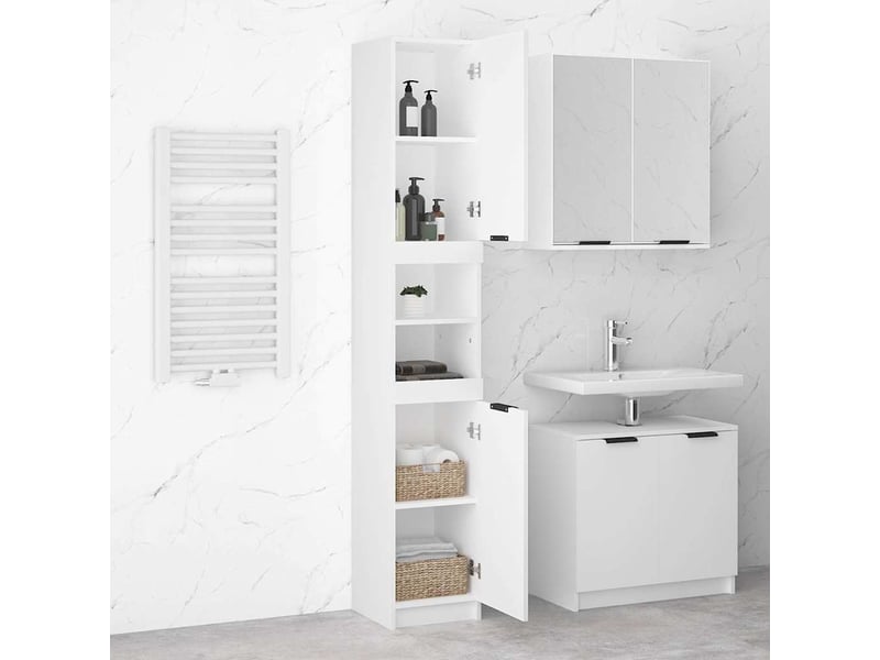  Armoire de salle de bain, meuble de rangement blanc 32x34x188.5 cm bois d'ingénierie  - Conforama D