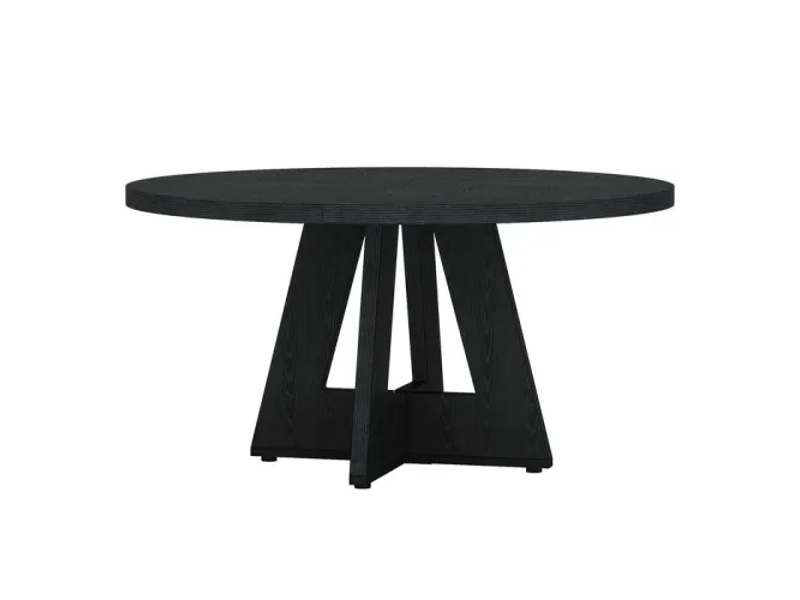 Table à manger ronde,120x120x75 cm,style campagne,bois d’ingénierie,noire - Conforama A