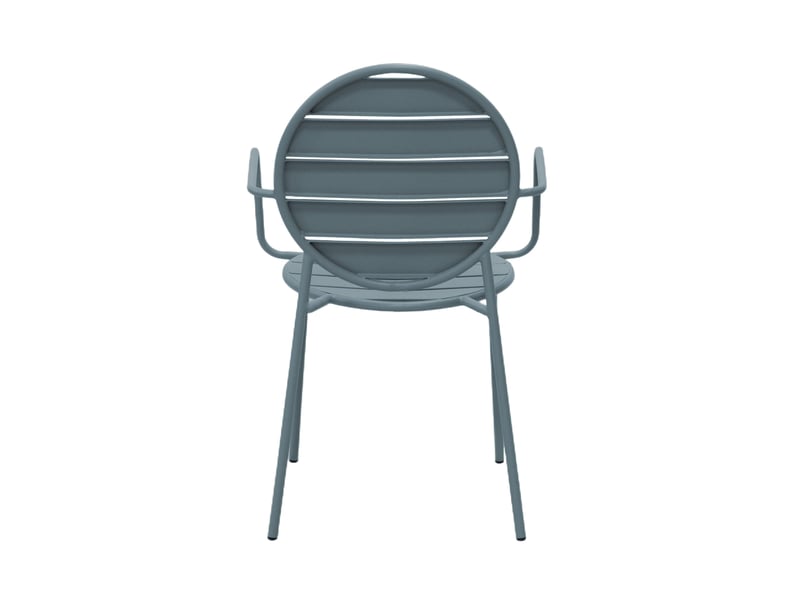  Lot de 4 fauteuils de jardin dossier rond en métal bleu gris - baca  - Conforama E