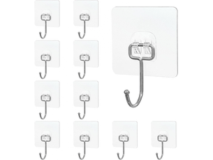 10 crochets autocollants transparents, étanches, sans traces et solides pour salle de bain, cuisine, bureau, plafond et porte