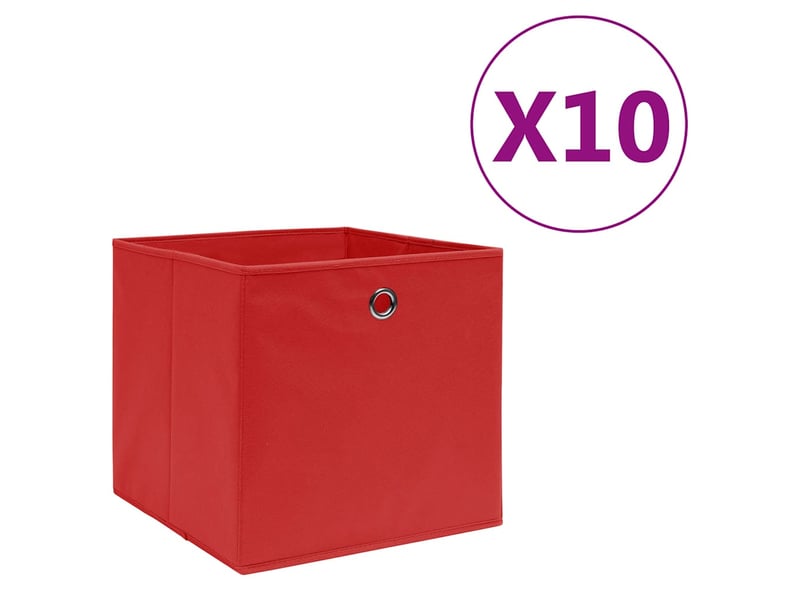  Boîtes de rangement 10 pcs tissu intissé 28x28x28 cm rouge  - Conforama B