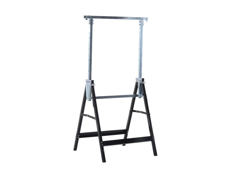  Lot de 2 tréteaux de chantier réglables 68 x 58 x 80-130 cm noir en acier, charge maximale 200 kg  - Conforama E