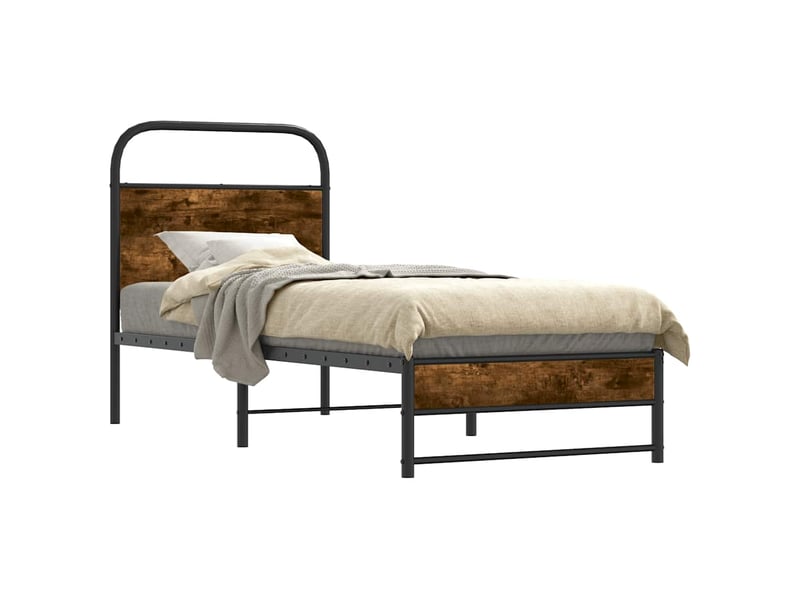  Lit simple- lit adulte -  cadre de lit sans matelas 80x200cm chêne fumé bois d'ingénierie  - Conforama A