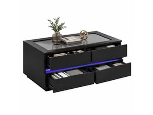 Table basse rectangulaire coloris noir <strong>CHICFURN</strong> <strong></strong> - 50 cmx100 cm