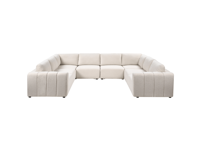 Canapé modulable en forme de u 8 places kivvik bouclé blanc cassé - Conforama D