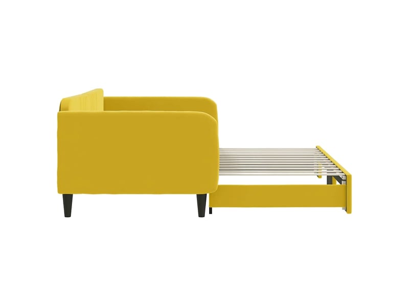  Lit simple- lit adulte -  lit de jour avec lit gigogne jaune 100x200 cm velours  - Conforama C
