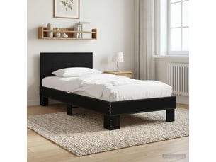 Lit adulte, lit simple, cadre de lit avec tête de lit chêne noir 80x200cm cf2576