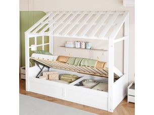 Lit coffre 90x200 cm <strong>MERAX</strong>  <strong></strong> coloris blanc