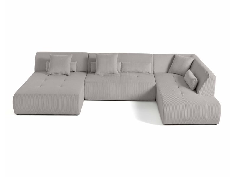  Onyx - canapé panoramique d'angle droit 7 places - en velours côtelé - lisa design - gris clair ONYX - Conforama A