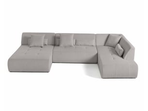 Canapé d'angle droit fixe BESTMOBILIER ONYX 7 places Velours Gris clair