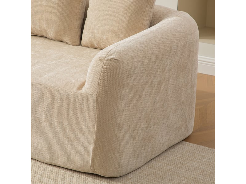 Canapé modulable chenille beige clair - salon moderne avec coussin et mousse haute élasticité pour confort quotidien - Conforama E
