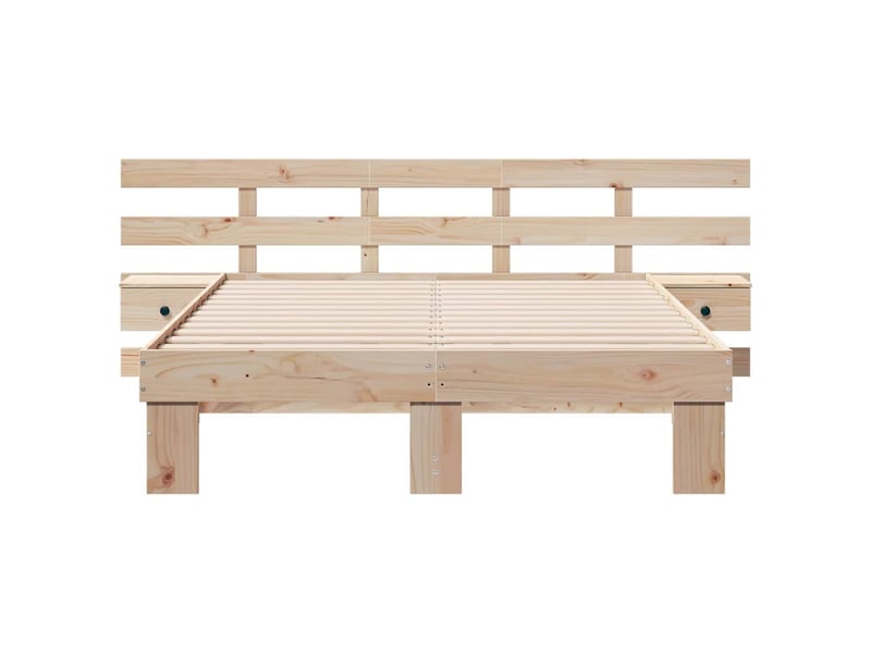  Lit double- lit adulte -  cadre de lit avec tête de lit marron 120 x 200 cm pin massif  - Conforama D