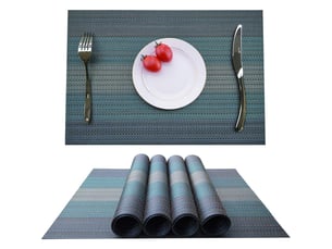 Lot de 4 sets de table en pvc, antidérapants et lavables, résistants à la chaleur et aux salissures, fibres synthétiques, grisbleu, 4