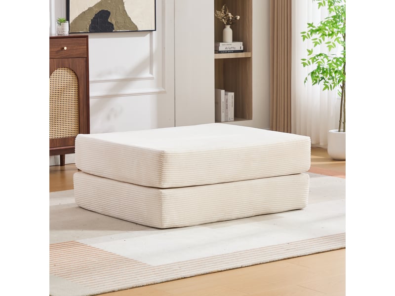 Tabouret de compression en velours côtelé doux et doux pour la peau. Avec 2 blocs de mousse haute densité pour un grand confort. Dépliable en un HFSN-1281BG - Conforama B