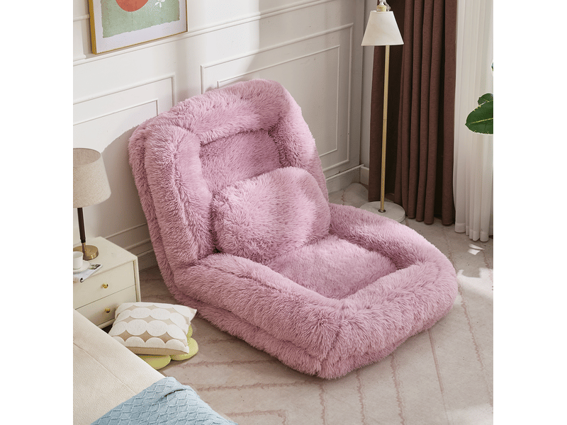  Fauteuil de sol convertible modenvie réglable 5 positions 89 x 102 cm rose  - Conforama B