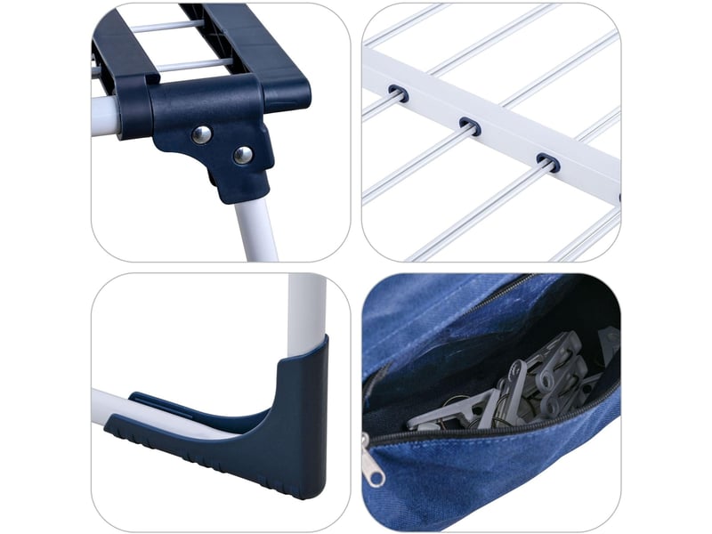  Séchoir à linge extensible pliable 96,5 x 161,5 x 95 cm surface de séchage 22,5 m² stable en acier blanc 13_0018993  - Conforama C