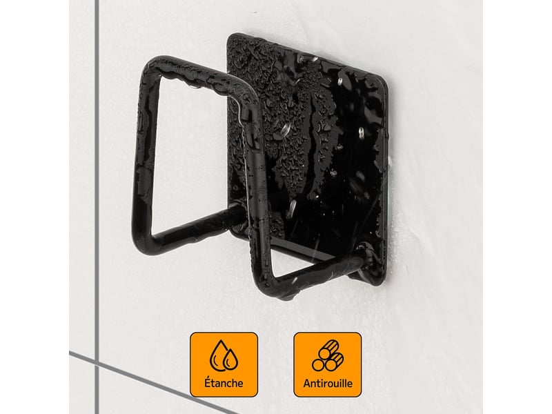  Lot de 2 supports éponge en inox 304 adhésifs, crochet d'évier de cuisine sans perçage, rangement pour éponge et torchon, fixation forte et durable, noir  - Conforama C
