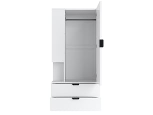 Armoire-penderie 70x50x170cm avec 2 grands tiroirs, étagères multiniveaux et espace de suspension, meuble de rangement multifonction, blanc