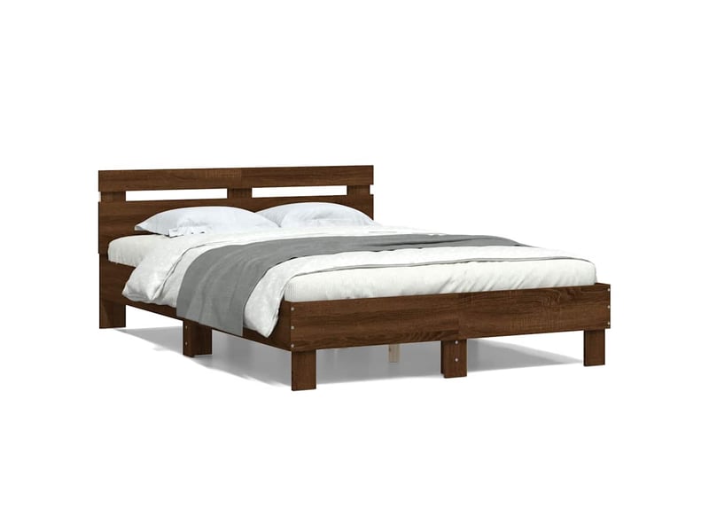  Lit double- lit adulte -  cadre de lit avec led sans matelas chêne marron 120x190 cm  - Conforama D