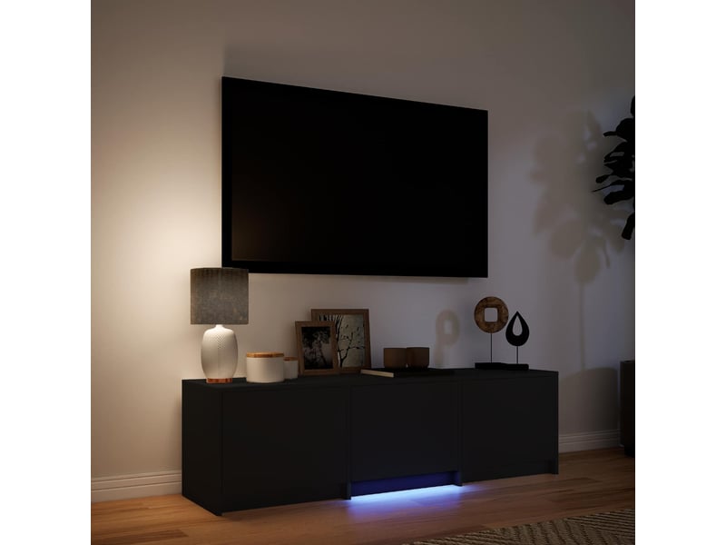  Meuble tv - banc tv - meuble de rangement avec led 140 x 34 x 40 cm noir bois d’ingénierie  - Conforama D