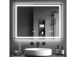 Miroir salle de bain led bluetooth 60 x 80 cm interrupteur tactile lumière réglable 3 couleurs anti-buée mémoire argent