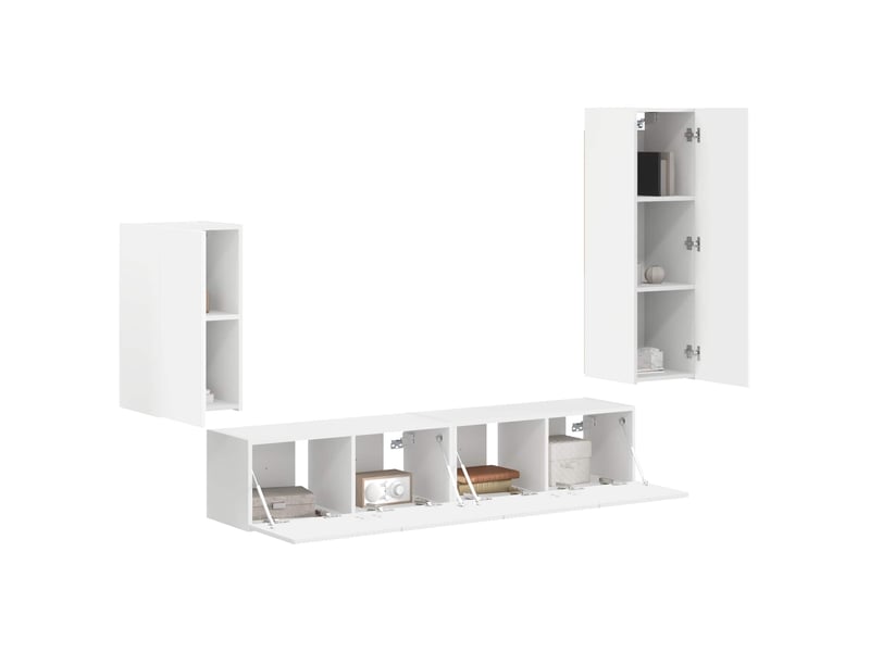  Ensemble meuble tv - banc tv - meuble de rangement 4 pcs blanc bois d'ingénierie  - Conforama C