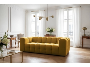 Canapé droit fixe LOUNGITUDE MILOE 3 places Velours jaune